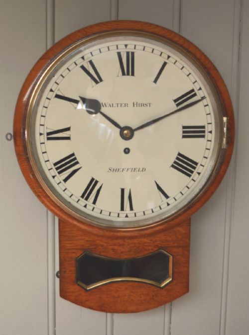 Oak Drop Dial Fusee Wall Clock (England, C. 1880)