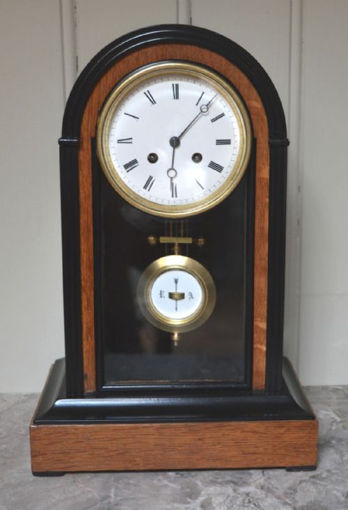 French Oak and Ebonised Mantel Clock (France, C. 1860)
