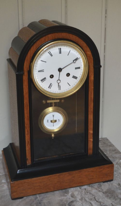 fig 1. French Oak and Ebonised Mantel Clock (France, c. 1860)