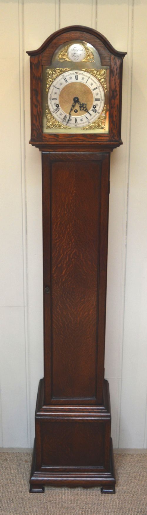 Small Oak Musical Grandmother Clock (England and Germany, C. 1920)