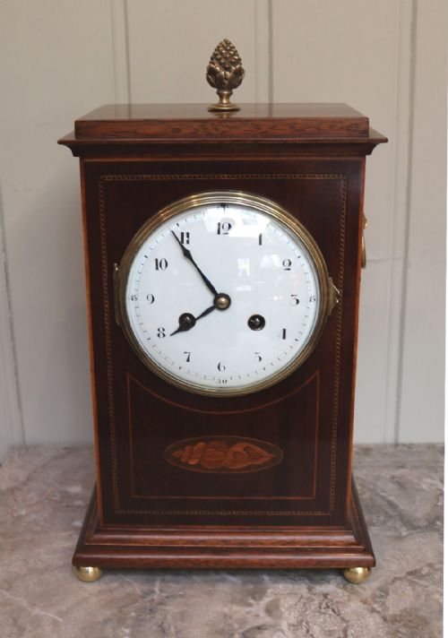 Mahogany and Inlay Mantel Clock