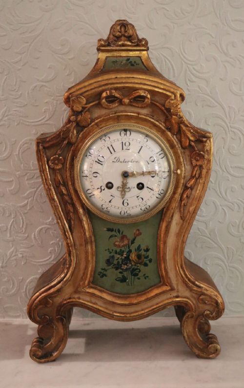 Louis Xvth Style Carved Giltwood Mantel Clock  (Paris, C. 1900)