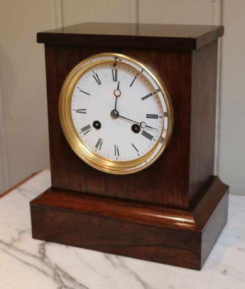 fig 1. Small 19th Century Rosewood Mantel Clock by Clockmaker to Queen Victoria (England and France, c. 1870)