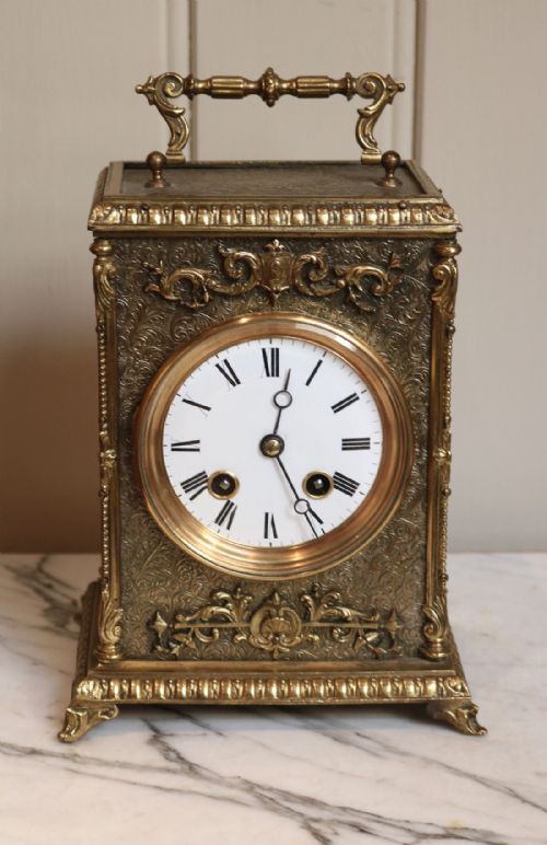 fig 1. Large French Embossed Carriage Clock (France, c. 1890)