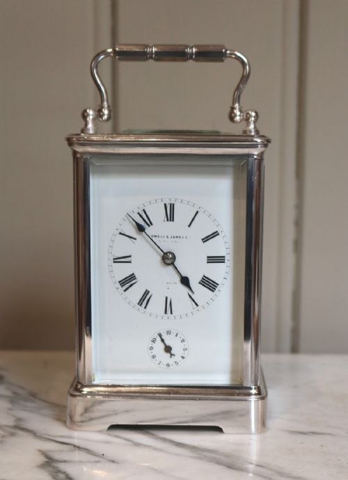 Large Silver Plated French Carriage Clock (France, C. 1890)