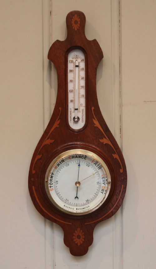 Edwardian Mahogany and Inlay Barometer (England, C. 1910)