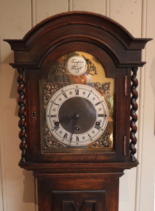 fig 1. Oak Westminster Chime Grandmother Clock 