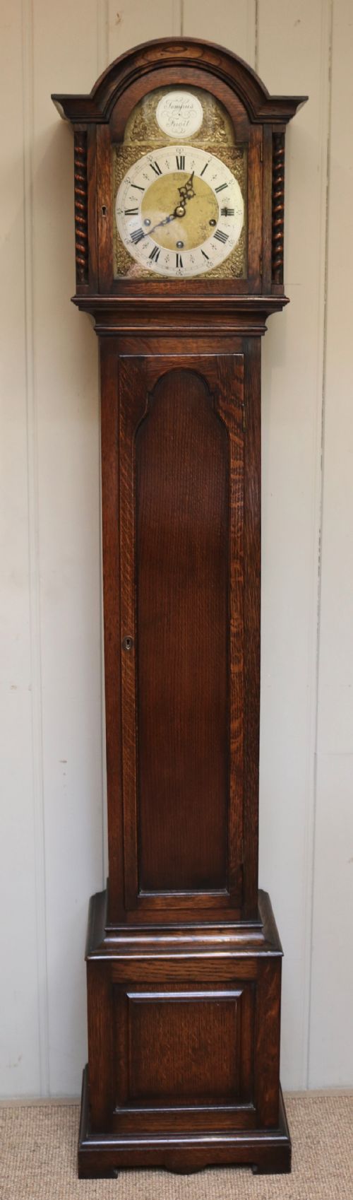 Solid Oak English Grandmother Clock (England, C. 1920)