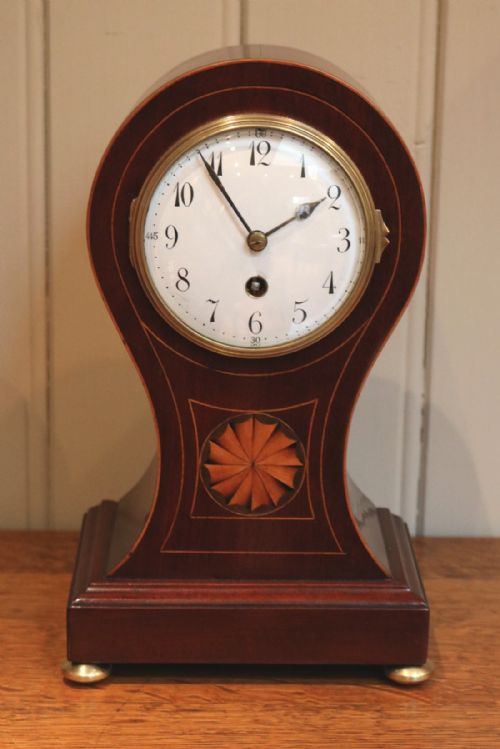 Edwardian Timepiece Mahogany Balloon Clock