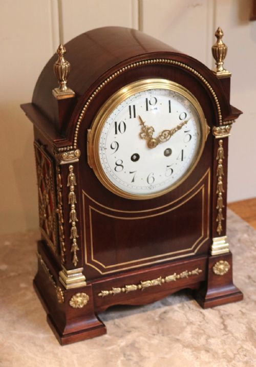 fig 1. Mahogany and Applied Brass Mantel Clock (France, c. 1910)
