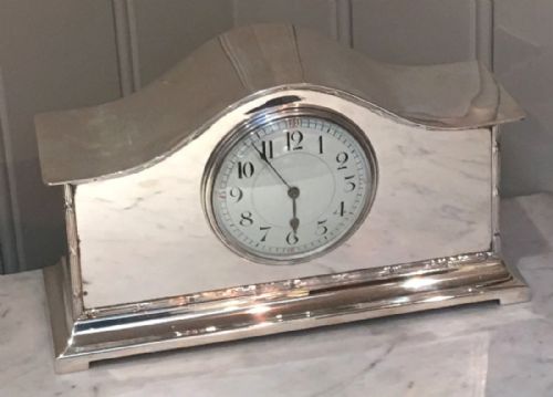 Silver Plated Timepiece Mantel Clock (England and France, C. 1910)