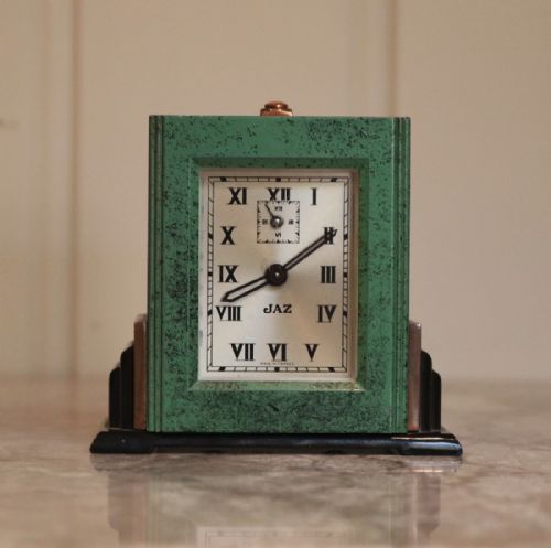 fig 1. Art Deco Travelling Alarm Clock and Case (France, c. 1920)