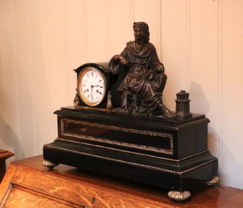 fig 1. Ornate French Slate and Bronze Mantel Clock (France, c. 1890)