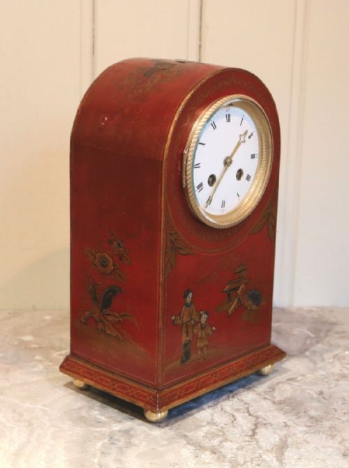 fig 1. Red Chinoiserie Striking Mantel clock (France, 1910)
