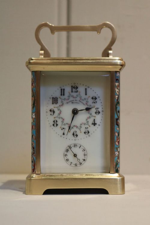 French Champleve Brass Carriage Clock (France, C. 1900)