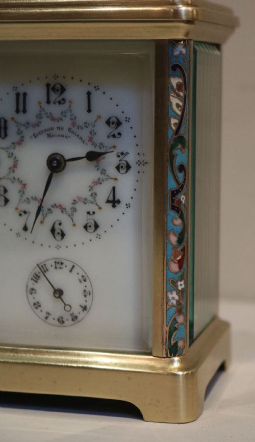 fig 1. French Champleve Brass Carriage Clock (France, c. 1900)