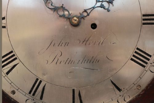 fig 1. Mahogany Verge Dial Clock (England, c. 1780)