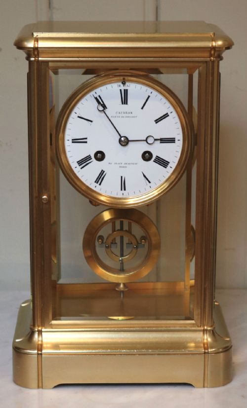 Bell Striking French Four Glass Clock (France, 1860)