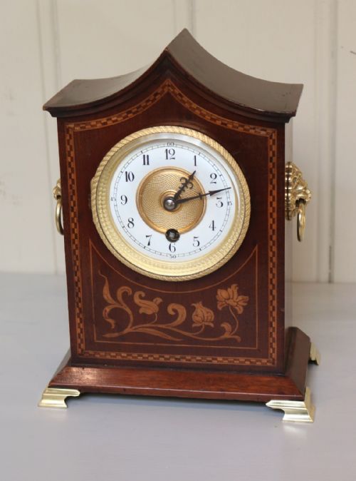 Mahogany and Inlay Timepiece Mantel Clock