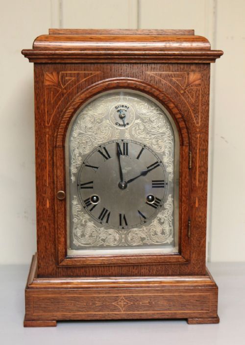 fig 1. Edwardian Oak and Inlay Bracket Clock (Germany, c. 1910)