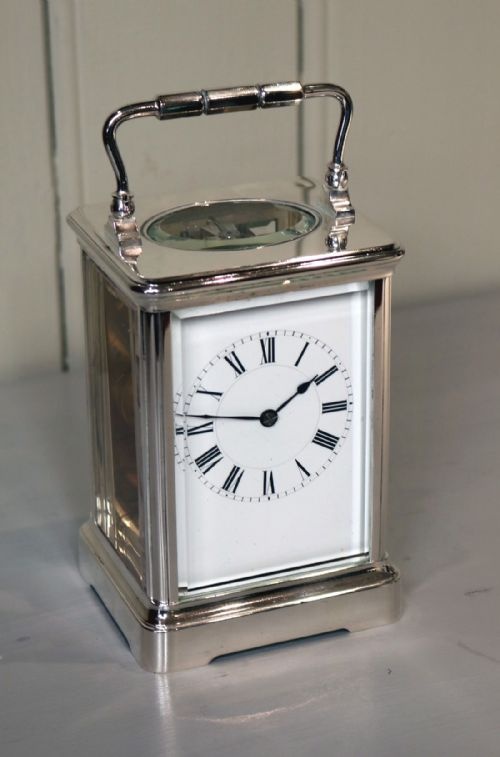 fig 1. Large Silver plated carriage Clock (France, c. 1890)
