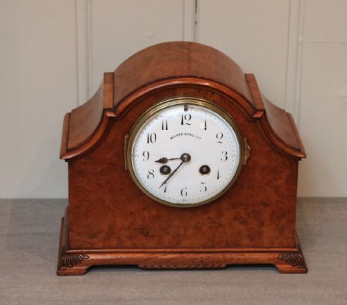 Burr Walnut Striking Mantel Clock (England and France, C. 1915)