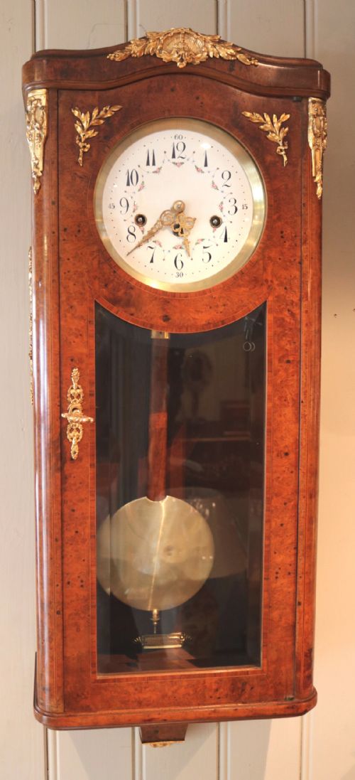 Burl Westminster Chime Wall Clock (France, 1910)