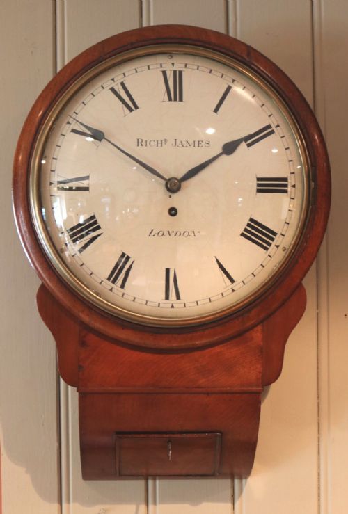Regency Mahogany Drop Dial Wall Clock (England, C. 1820)
