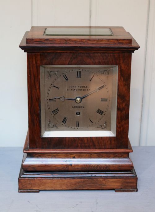 Small Rosewood Library Timepiece Bracket Clock (England, C. 1840)