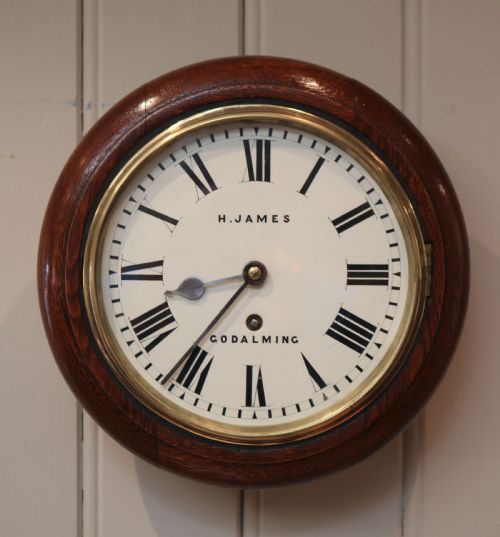 Oak 8 Inch Dial Wall Clock (England, C. 1890)