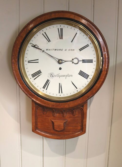 Oak Drop Dial Wall Clock (England, C. 1860)