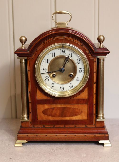 Mahogany and Satinwood Mantel Clock (England and France, C. 1905)