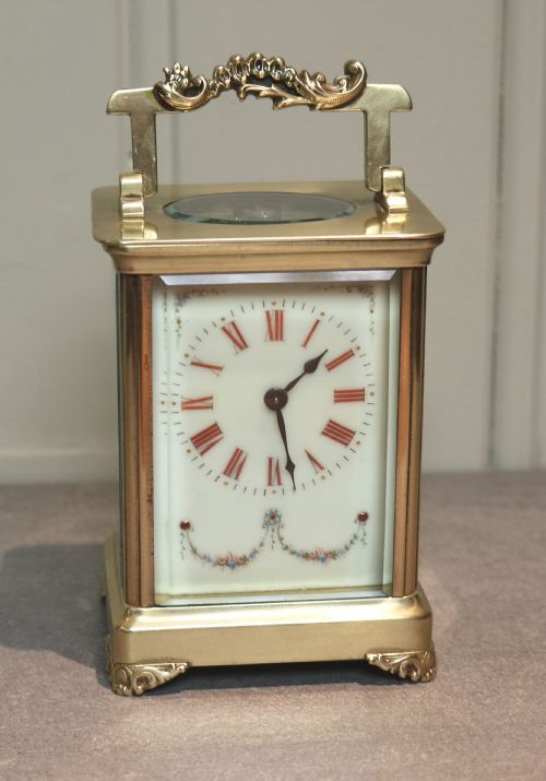 French Timepiece Carriage Clock with Red Numerals