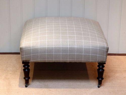 French Beechwood Framed Upholstered Foot Stool