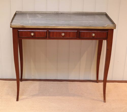 French Mahogany Marble Top Desk