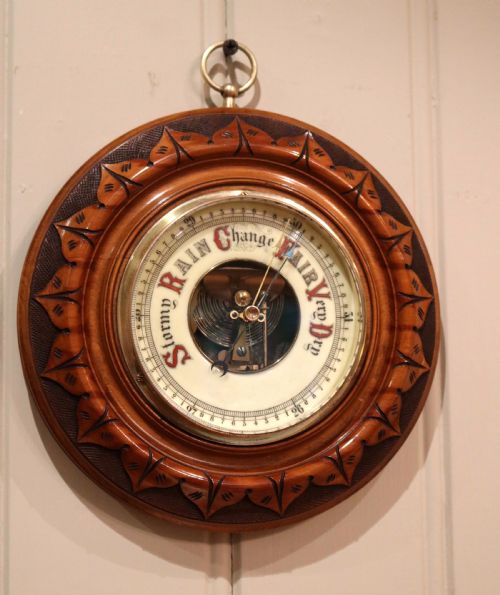 Circular Beechwood Barometer