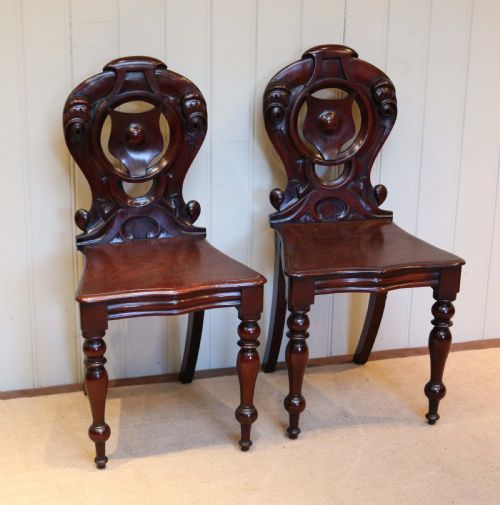 Pair of Mahogany Hall Chairs