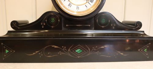 fig 1. Victorian Visible Escapement Black Slate Mantel Clock (France, c. 1870)