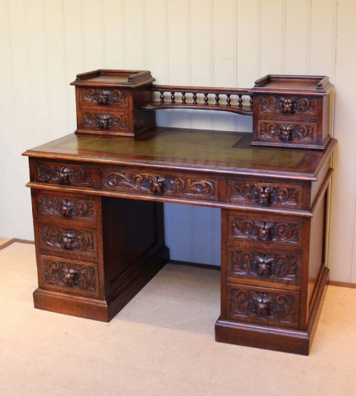 fig 1. Large Carved Oak Desk