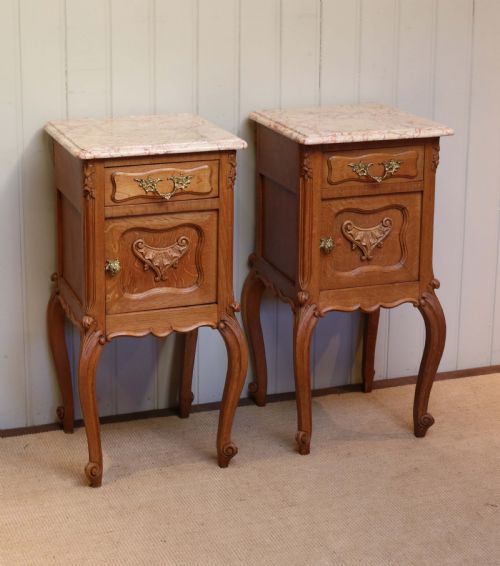 Pair of French Oak Bedside Cabinets