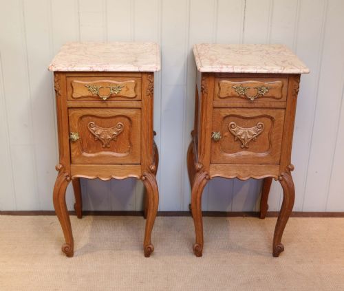 fig 1. Pair Of French Oak Bedside Cabinets