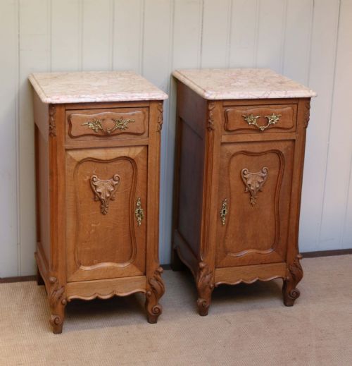 Pair of French Oak Bedside Cabinets