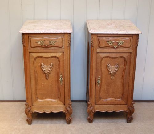 fig 1. Pair Of French Oak Bedside Cabinets