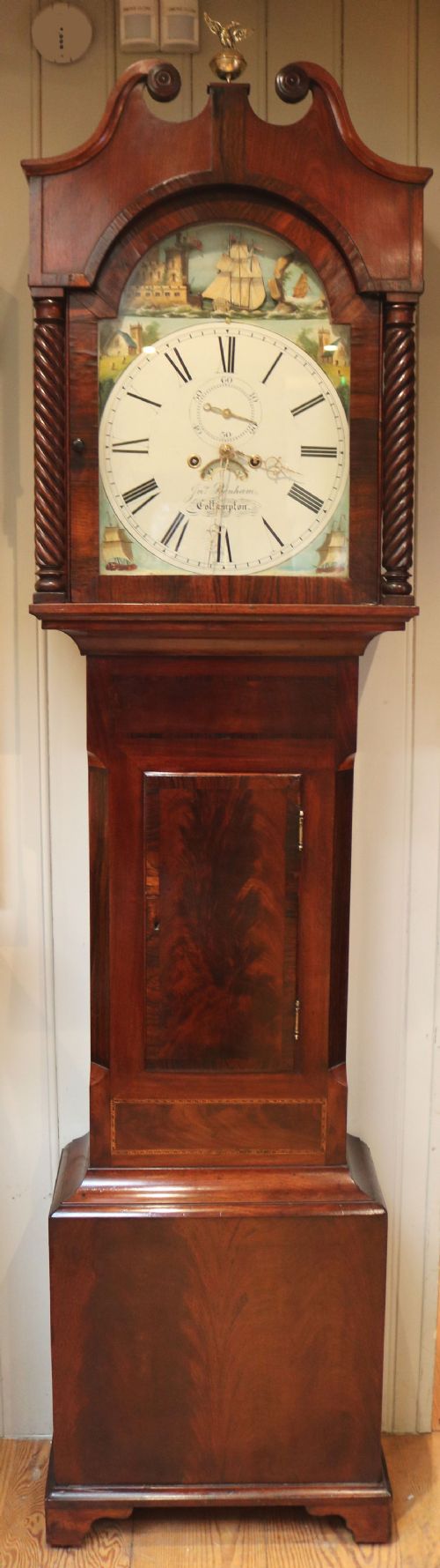 Mahogany Longcase Clock with Rocking Ship (England, 1830)