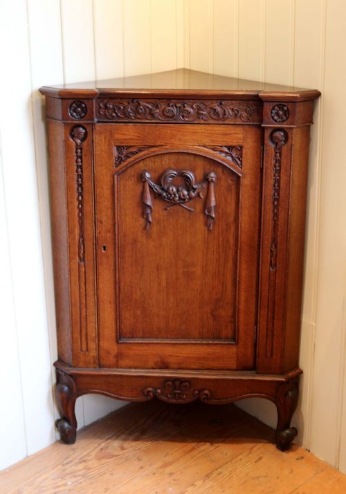 French Oak Corner Cabinet