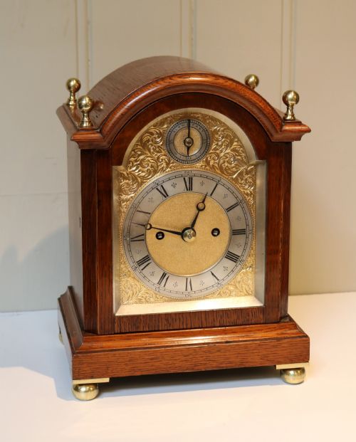 Small English Oak Bracket Clock (England, C. 1890)