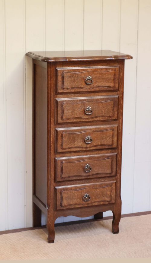 Tall French Oak Chest of Drawers