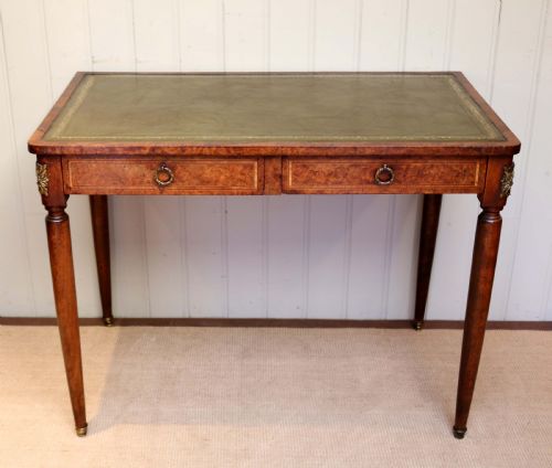 Burr Maple Leather Top Writing Desk