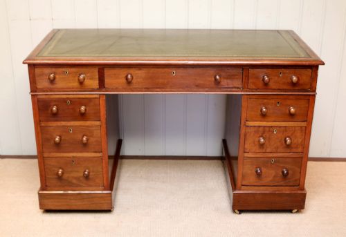 Late Victorian Walnut Pedestal Desk