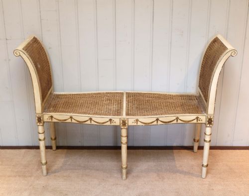 French Painted Cane Window Seat